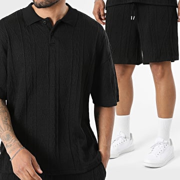 Uniplay - Tracksuit Polo Short Sleeve And Textured Jogger Short 56A Black