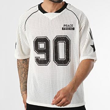 Uniplay - Tee Shirt Ajouré Col V 216 Beige Clair Noir