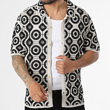 Uniplay - Chemise Manches Courtes Crochet En Lin 235 Beige Noir