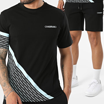 Chabrand - Ensemble Tee Shirt Et Short Jogging 63207 63208 Bleu Clair Noir