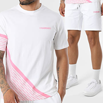 Chabrand - Completo T-Shirt E Pantaloncino Da Jogging 63207 63208 Rosa Bianco