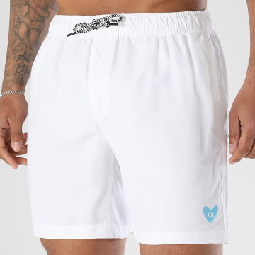 Luxury Lovers - Short De Bain Small Blue Heart Blanc