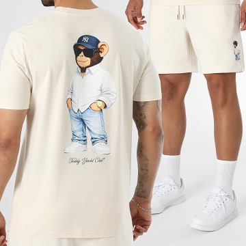 Teddy Yacht Club - Conjunto Camiseta Y Pantalón Corto de chándal Monkey Style NY Back Beige