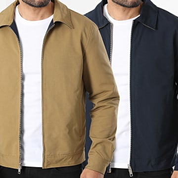 Frilivin - Giacca Zippata Reversibile A02 Blu Marino Camel