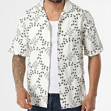 Frilivin - Camisa Manga Corta 187 Beige Negro Floral