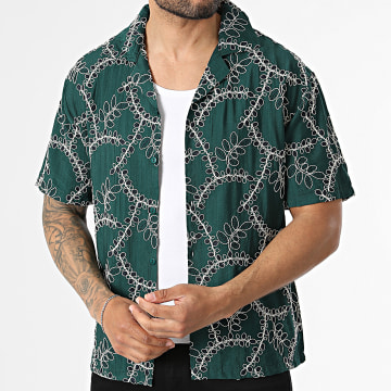 Frilivin - Kurzarmhemd 187 Dunkelgrün Floral