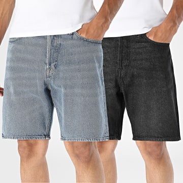 Jack And Jones - Pack de 2 Calções Jean Loose Fit Tony Original Azul Denim Preto