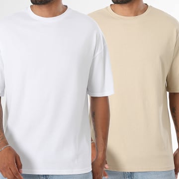 LBO - Set van 2 Oversize Large T-Shirts 3554 2567 Beige Wit