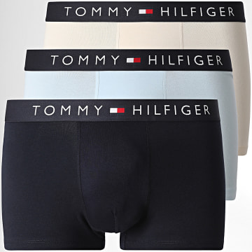 Tommy Hilfiger - Lot De 3 Boxers Stretch Cotton 3900 Bleu Marine Bleu Clair Beige