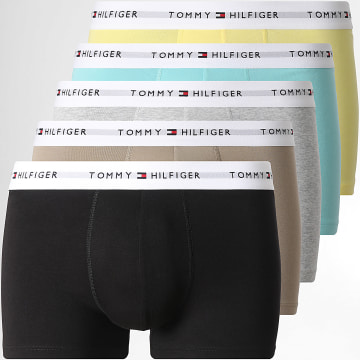 Tommy Hilfiger - Lot De 5 Boxers 3907 Noir Gris Chiné Beige Jaune Bleu Clair Jaune