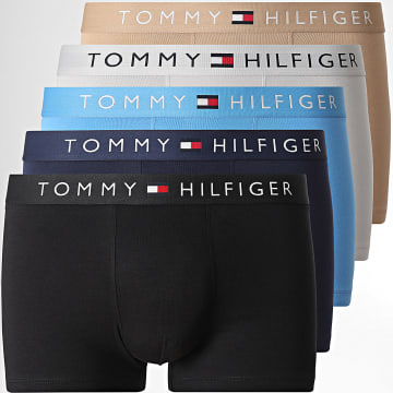 Tommy Hilfiger - Lot De 5 Boxers 3765 Beige Blanc Bleu Clair Bleu Marine Noir