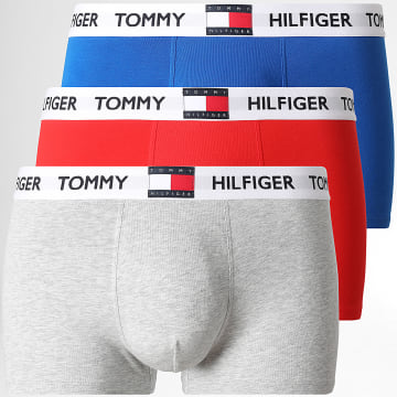 Tommy Hilfiger - Lot De 3 Boxers Stretch Cotton 3835 Gris Chiné Rouge Bleu Roi