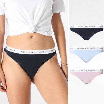 Tommy Hilfiger - Pack de 3 Strings Mulher 5530 Azul Marinho Escuro Rosa Azul Claro