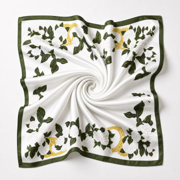 Frilivin - Lenço de pescoço L14 Bege Claro Verde Floral
