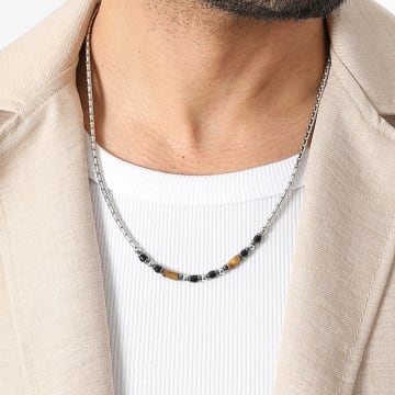 Frilivin - Collier 324 Argenté Noir Marron