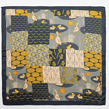 Frilivin - Halstuch L16 Marineblau Beige Gelb