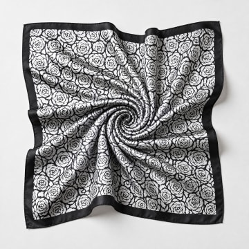 Frilivin - Foulard L15 Zwart Wit Bloemmotief