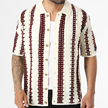Frilivin - Hemd Kurzarm Häkeln 318 Hellbeige Bordeaux