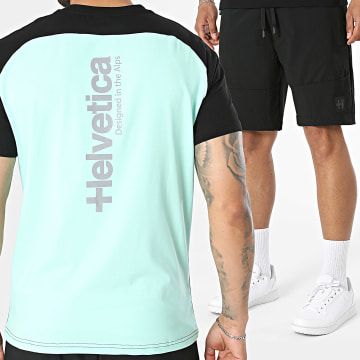 Helvetica - Set T-Shirt Und Jogging-Short Stanford 12 19 Schwarz Türkis