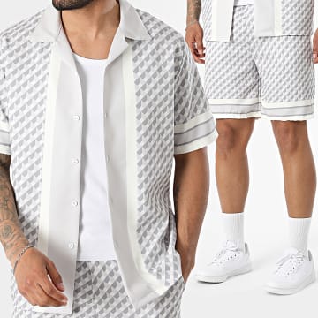 KZR - Ensemble Chemise Manches Courtes Et Short Jogging 306 Gris Beige Clair