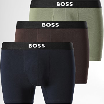 BOSS - Pack de 3 Boxers 50544272 Azul Marino Marrón Verde Kaki