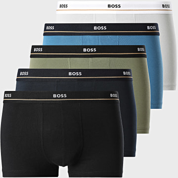 BOSS - Pack de 5 bóxers Essential 50531660 Negro Azul Marino Gris Azul Verde Kaki