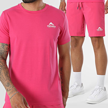 Helvetica - Completo T-Shirt E Pantaloncino Da Jogging Toronto 12 Montagna 19 Rosa Fucsia