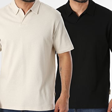 Jack And Jones - Pack van 2 Polo's Korte Mouwen Devin Daytona Beige Zwart