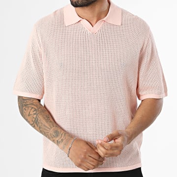 Jack And Jones - Polo de manga corta ajouré Cassis Rosa