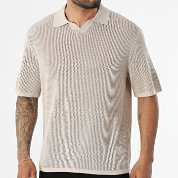 Jack And Jones - Polo de manga corta ajouré Cassis Beige