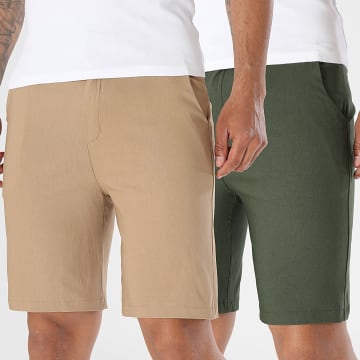 LBO - Pack de 2 Calções Chino 1885 1886 Bege Verde Caqui