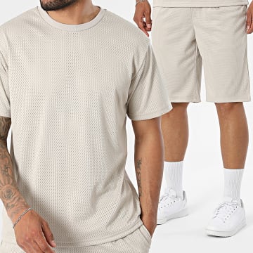 Fusional - Tracksuit T-Shirts And Jogger Short Textured A03 Beige