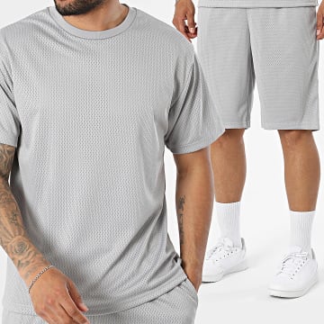 Fusional - Tracksuit T-Shirts And Jogger Short Textured A03 Grey