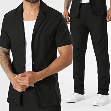 Fusional - Tracksuit Short Sleeve Shirt And Jogger Trouser 183 Black