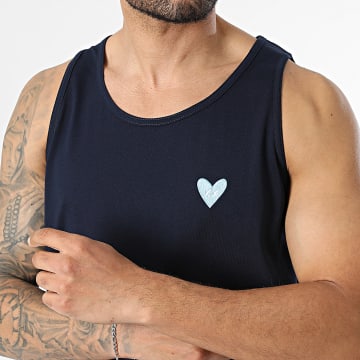 Luxury Lovers - Top Blue Heart Embroidery Marineblauw
