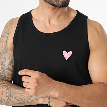 Luxury Lovers - Débardeur Pink Heart Embroidery Noir