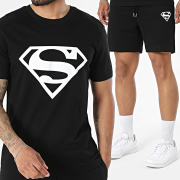 Superman - Ensemble Tee Shirt Et Short Jogging Big Front Noir Blanc