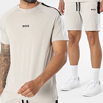 BOSS - Set T-Shirt Und Jogging-Short Mit Streifen Balance 50557056 50557061 Beige