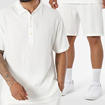 Classic Series - Conjunto Polo Mangas Cortas Y Pantalón Corto de chándal En Lino 391 Blanco