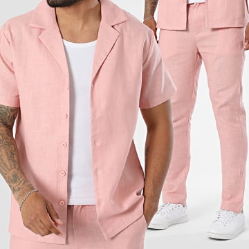 Fusional - Conjunto Camisa Mangas Cortas Y Pantalón Chino 155 Rosa