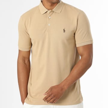 Polo Ralph Lauren - Polo Manga Curta Custom Slim Fit Original Player Camel Marron