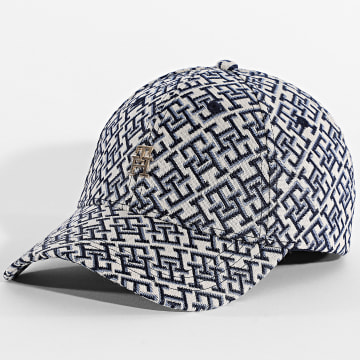 Tommy Hilfiger - Casquette Femme Monogram 8916 Beige Bleu Marine Doré