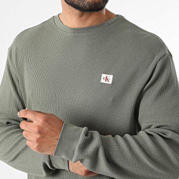 Calvin Klein - Sweat Crewneck Waffle EM217 Vert Kaki
