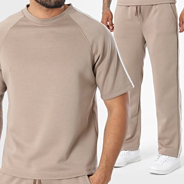 Classic Series - Conjunto Camiseta Y Pantalón Chándal Con Bandas 261 Beige Oscuro