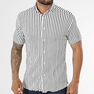 Classic Series - Camisa Manga Corta A Rayas 011 Blanco Azul Marino