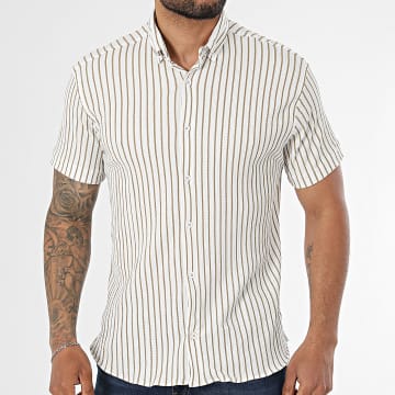 Classic Series - Camisa Manga Corta A Rayas 011 Blanco Beige