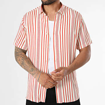 Classic Series - Camisa de Manga Corta a Rayas 161 Rojo Beige