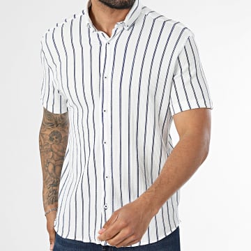 Classic Series - Camisa Manga Corta A Rayas 012 Blanco Azul Real