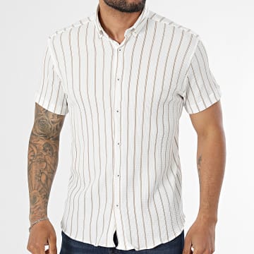 Classic Series - Camisa Manga Corta A Rayas 012 Blanco Beige