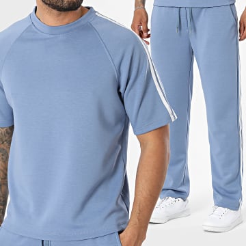 Classic Series - Ensemble Tee Shirt Et Pantalon Jogging A Bandes 261 Bleu Clair